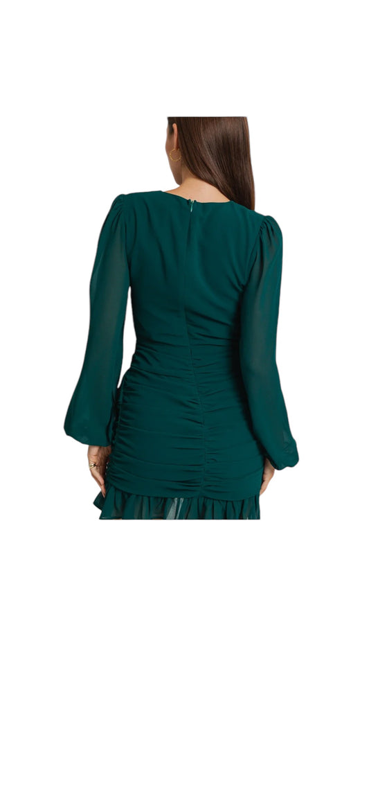 Green chiffon mini dress